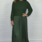 ❄️Women's solid color Long Sleeve Jumper & Pleated Bottom Dress